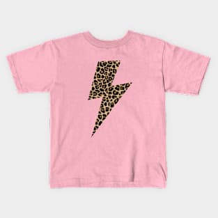 Leopard Print on Lightning Bolt Design Kids T-Shirt